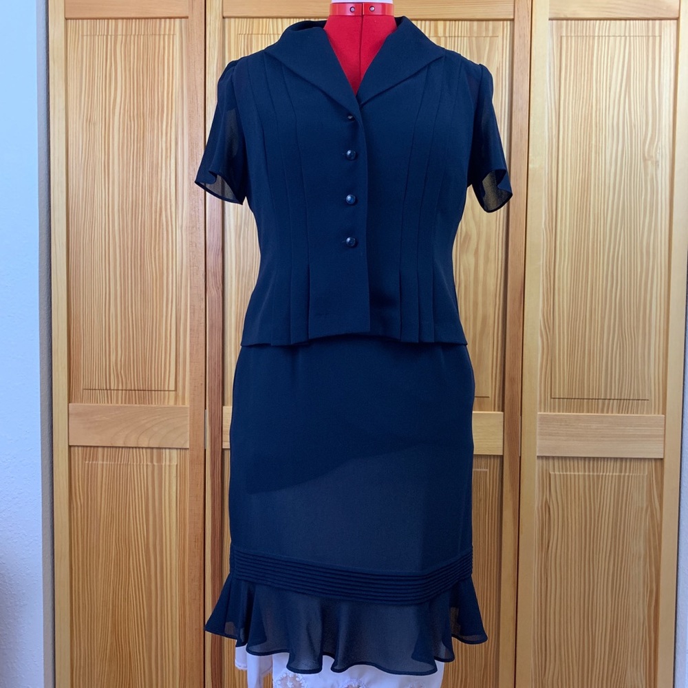 J. Taylor Navy 2-Piece Silky Dress 10P